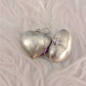 Silver Heart shape Earrings, 
Earrings with hooks ear inserts .925 stamped